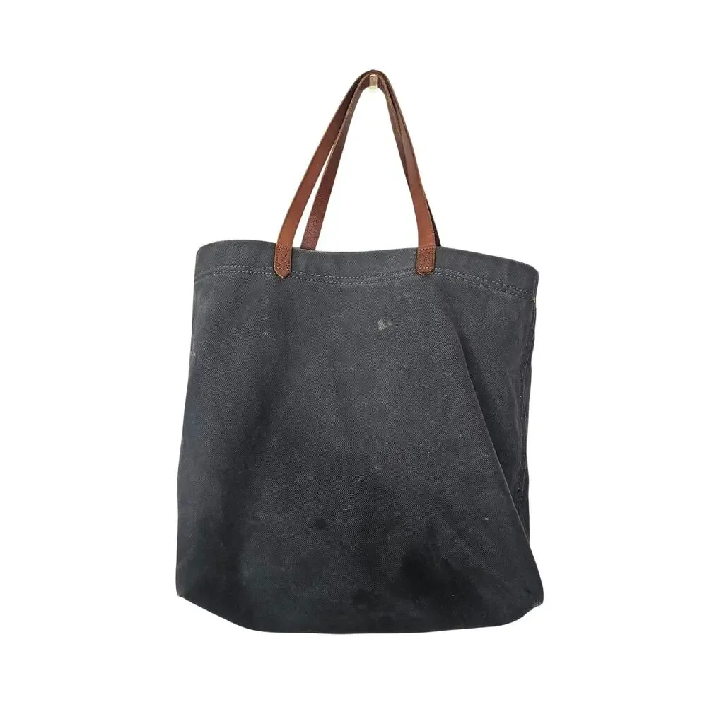 Madewell Navy Blue Canvas Transport Tote Bag Leather Strap Casual Gorpcore